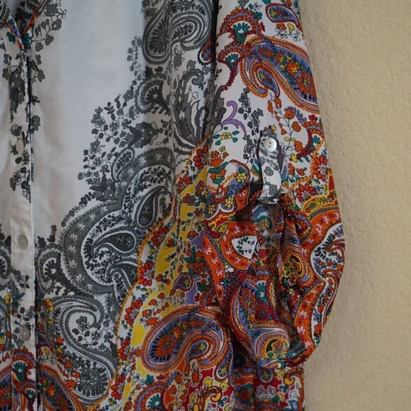 Fig and Flowers Anthropologie Womens White Rainbow Paisley Peasant Tunic Top 2X - Picture 3 of 11
